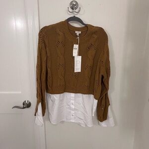 Pilcro Twofer Sweater Buttondown Top